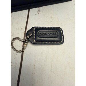 Vintage Y2K Coach Navy Blue Leather Mini Hangtag with White Stitching 1" EUC
